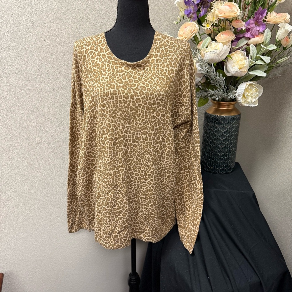 J. Jill Animal, Leopard Print Women's Top. Size large tall